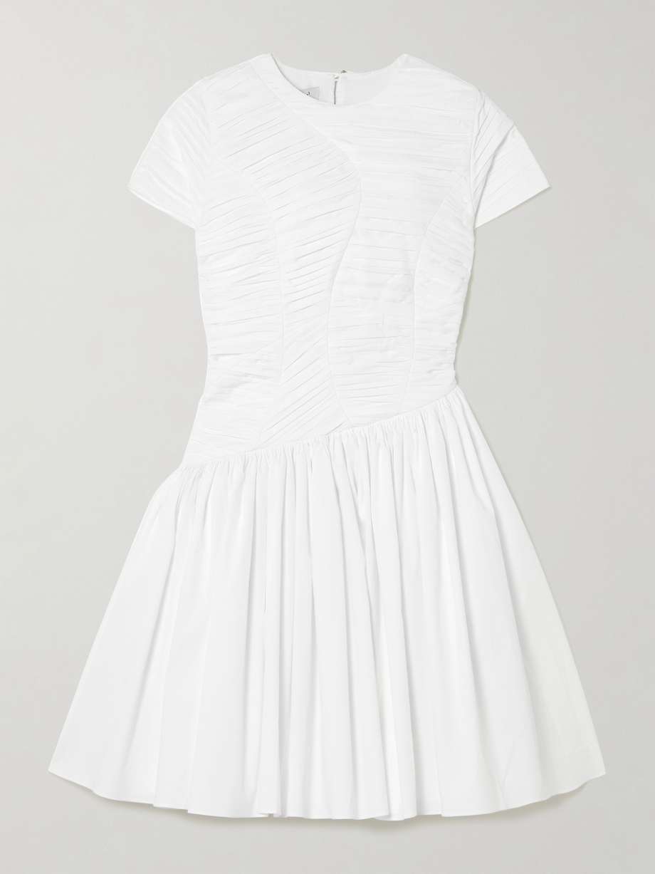 paloma gathered cotton-blend poplin mini dress