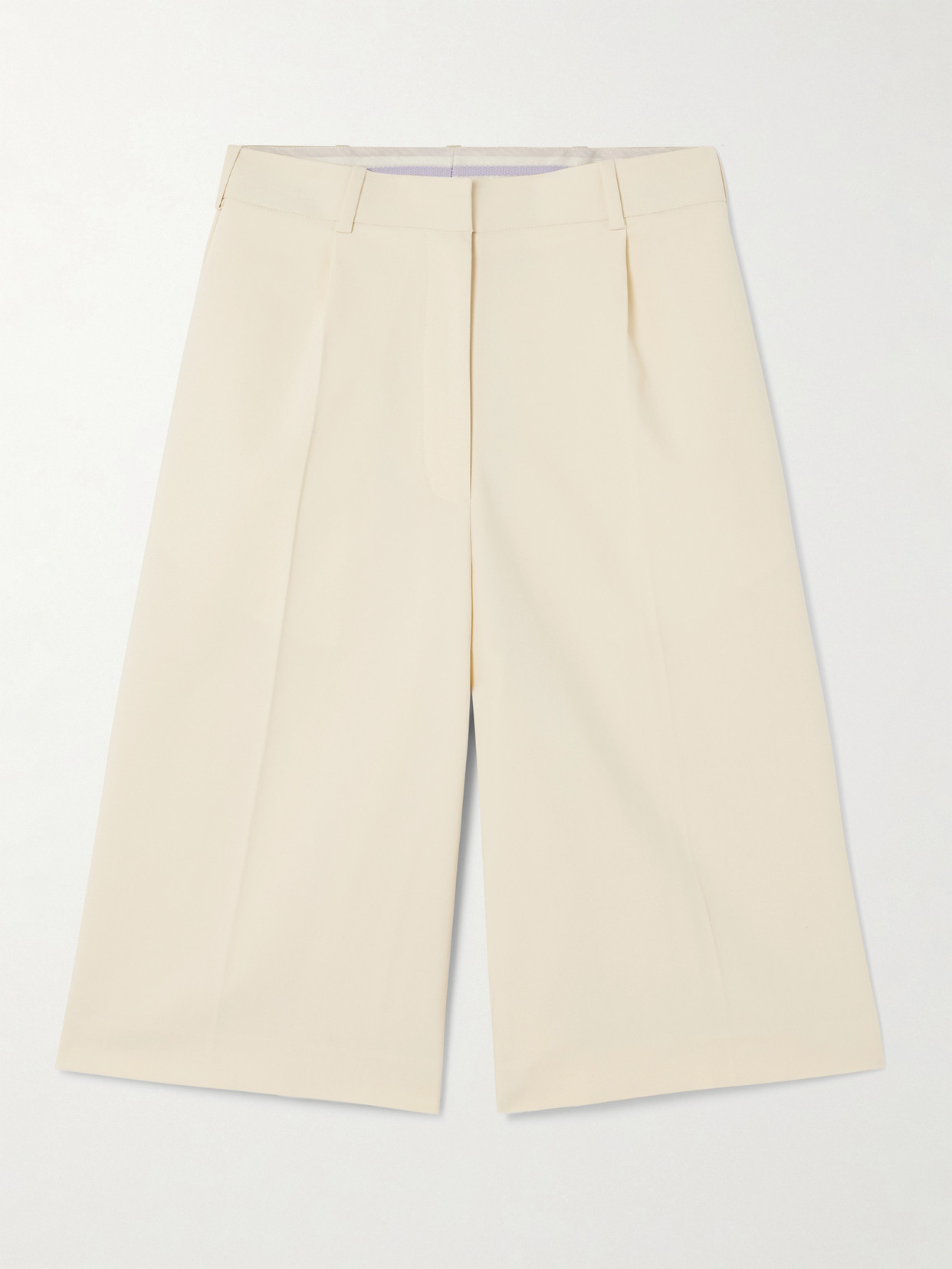 Abadia Pleated Grain De Poudre Shorts In Cream