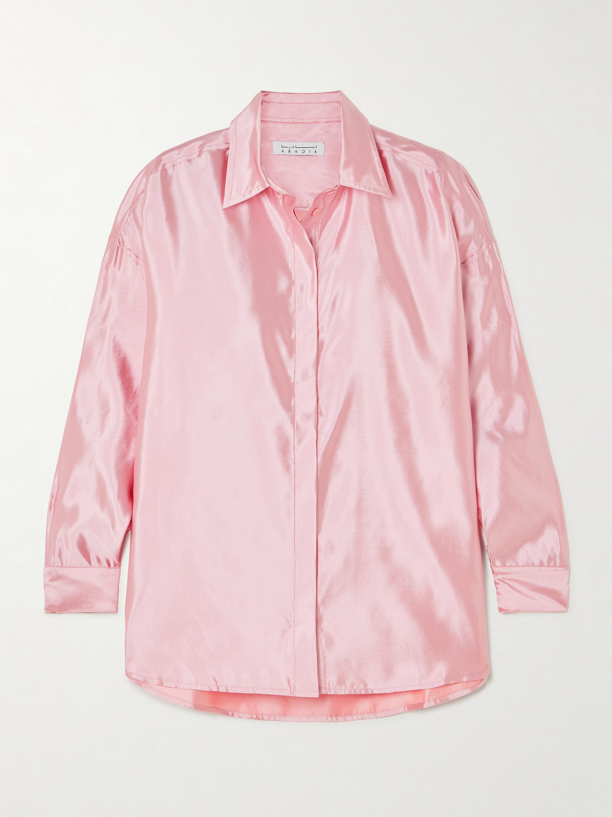 Abadia Oversized Silk-twill Shirt In Pink