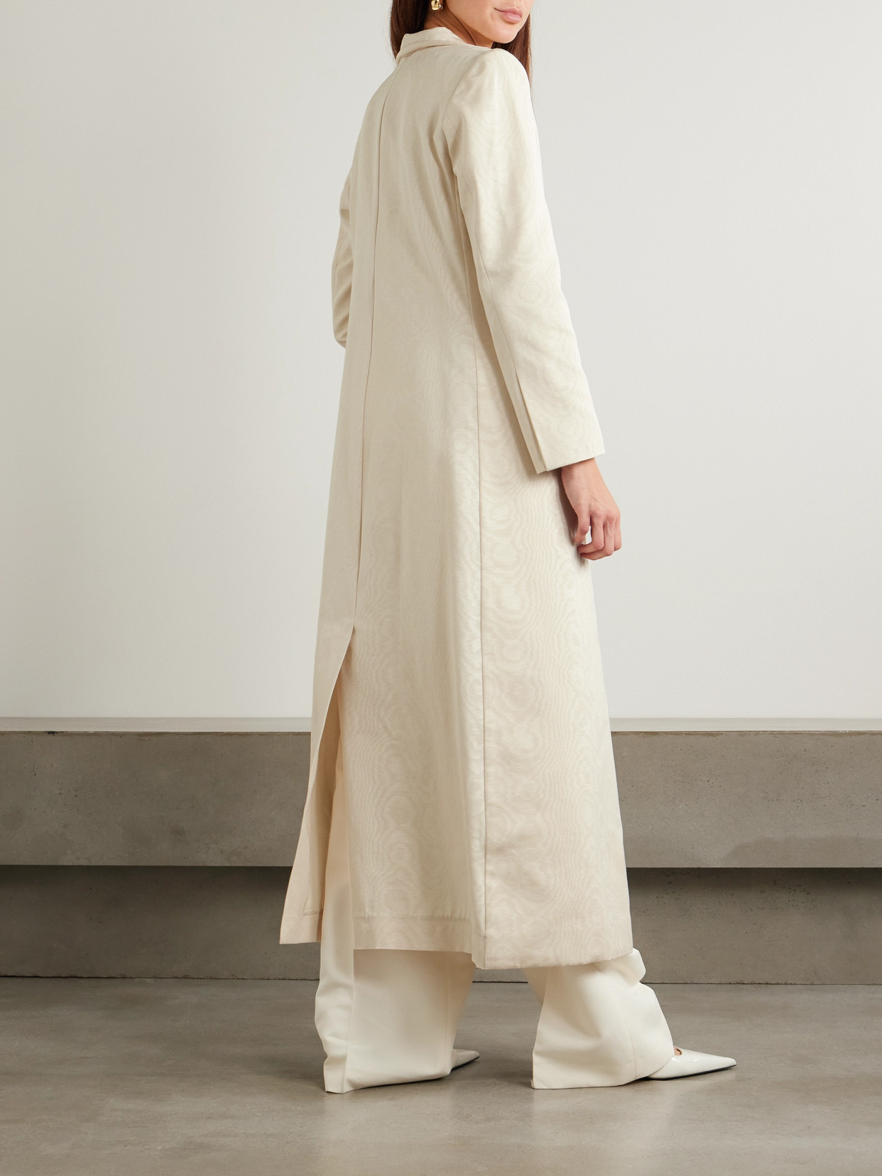 Abadia Nouf Cotton-blend Moire Coat In White