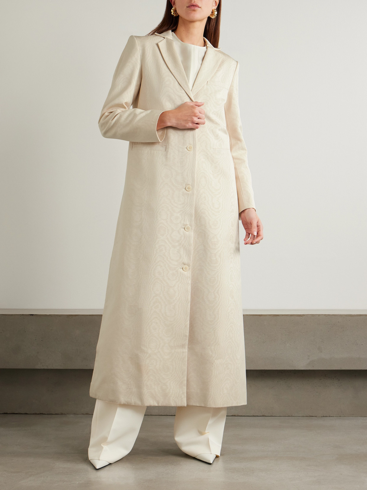 Abadia Nouf Cotton-blend Moire Coat In White