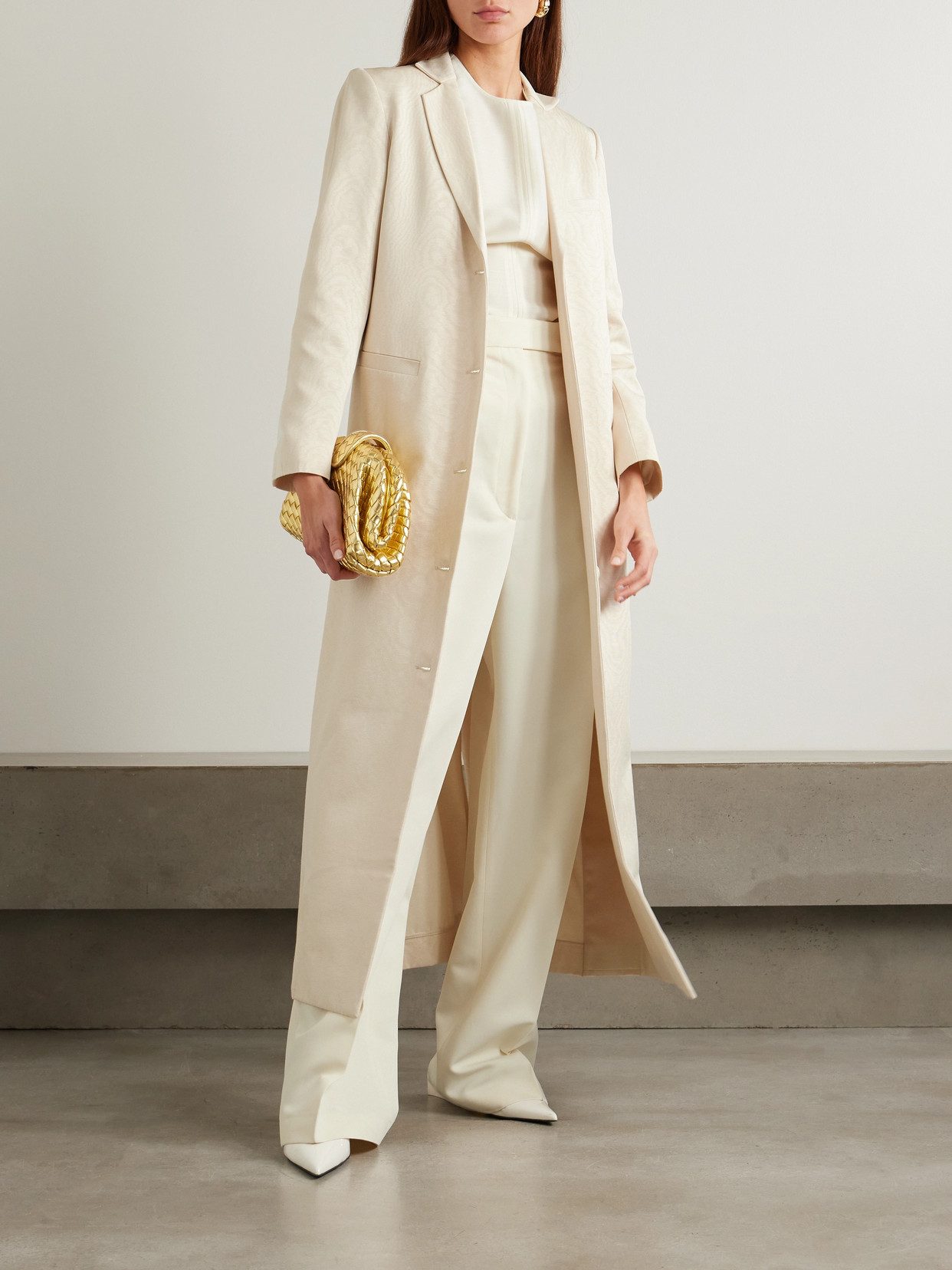 Abadia Nouf Cotton-blend Moire Coat In White