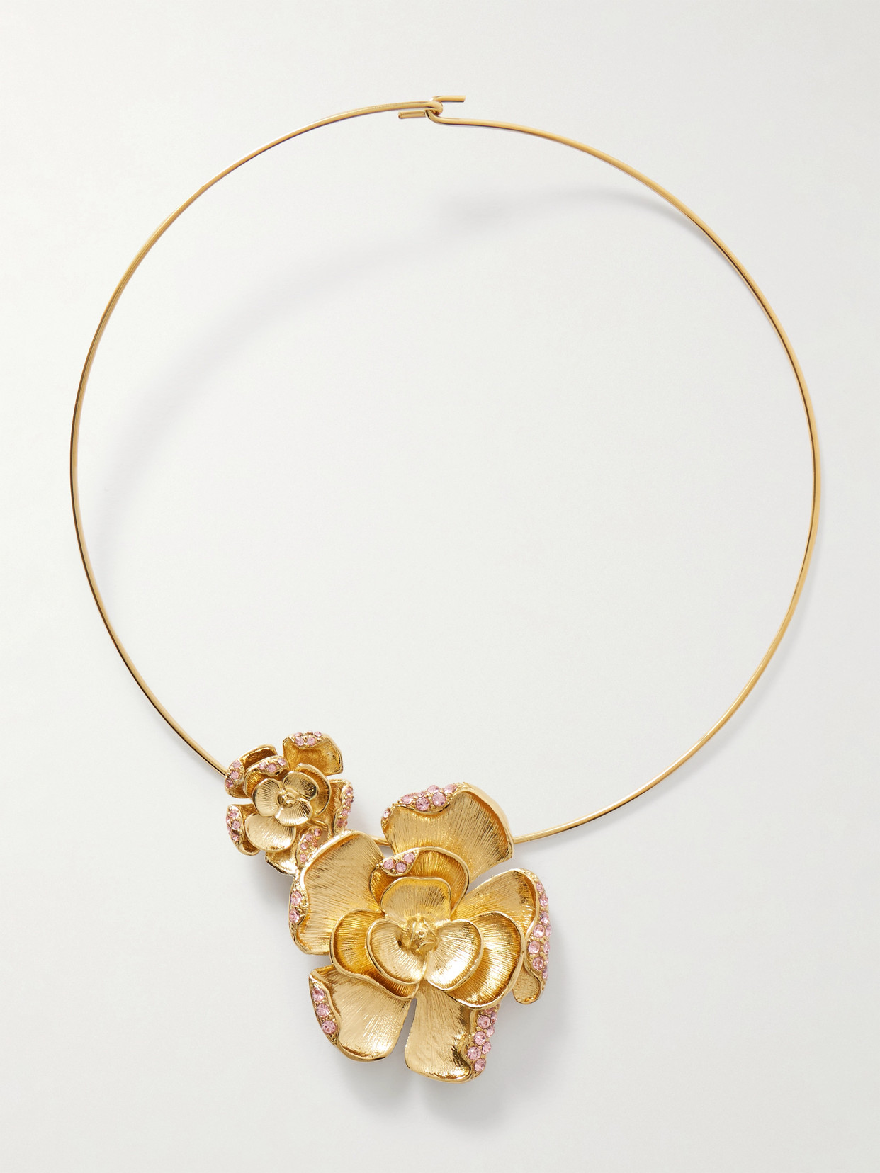 Oscar De La Renta Double Rose Necklace In Gold