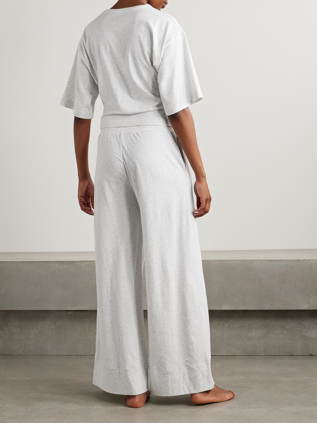 Skin Coco Organic Pima Cotton-jersey Pajama Set In Gray