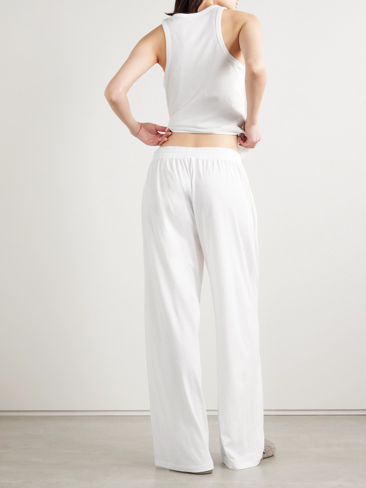 Skin Cathie Cadence Organic Pima Cotton-jersey Tank And Pants Set In White