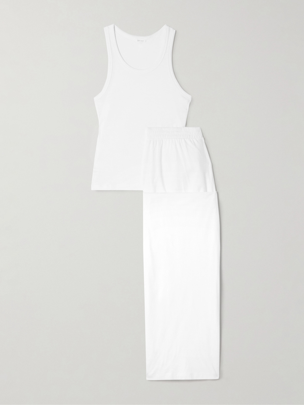 Skin Cathie Cadence Organic Pima Cotton-jersey Tank And Pants Set In White