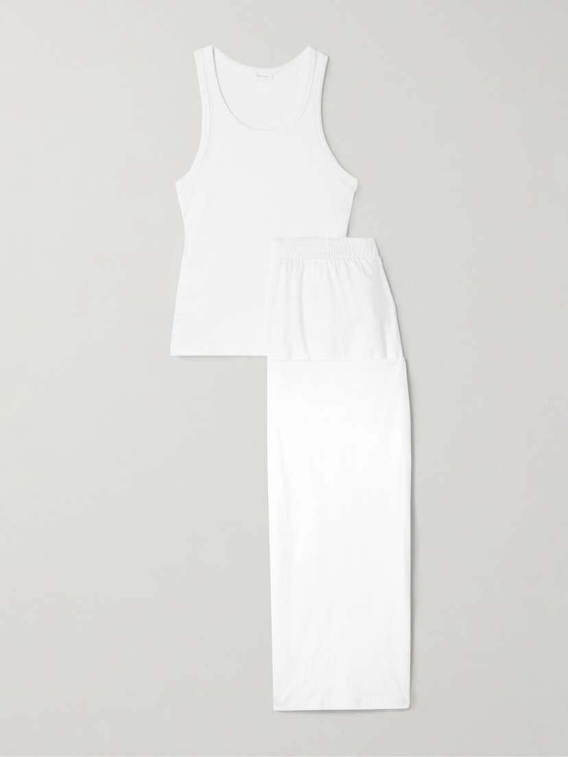 Skin Cathie Cadence Organic Pima Cotton-jersey Tank And Pants Set