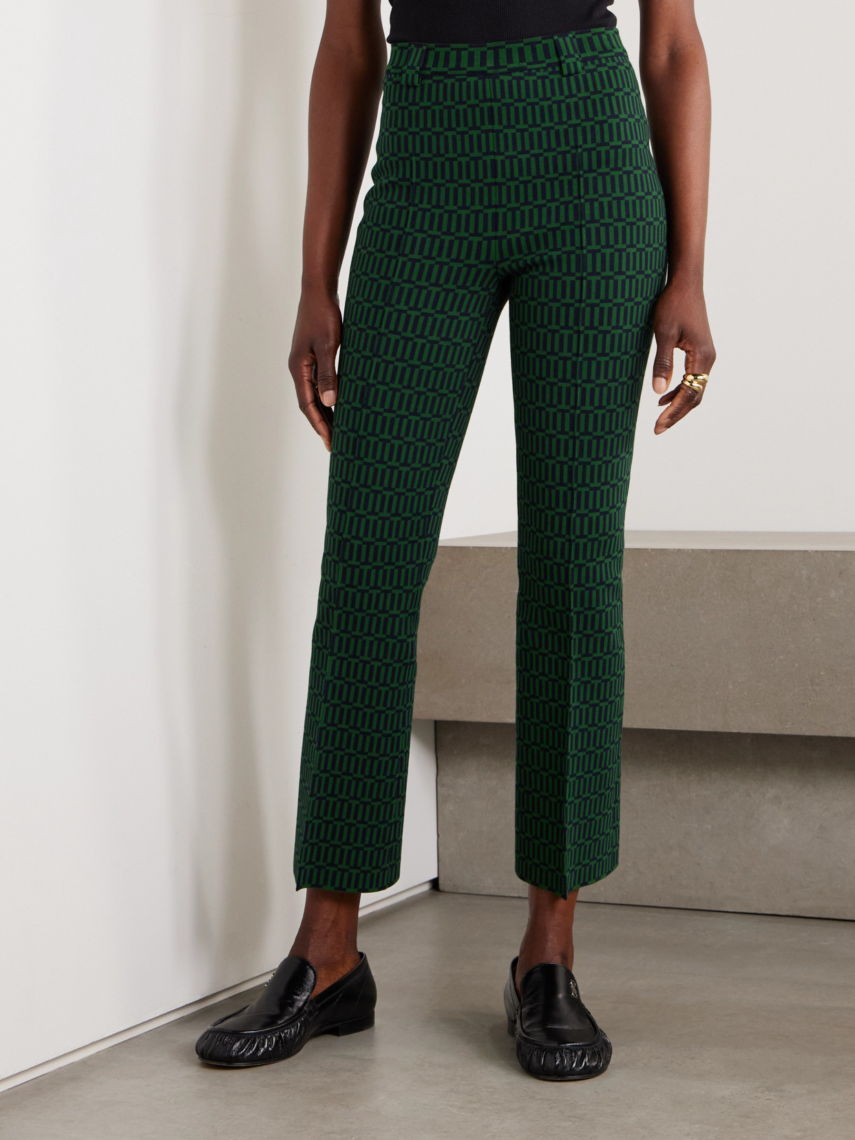 High Sport Charlie Cotton-blend Jacquard Slim-leg Pants In Green