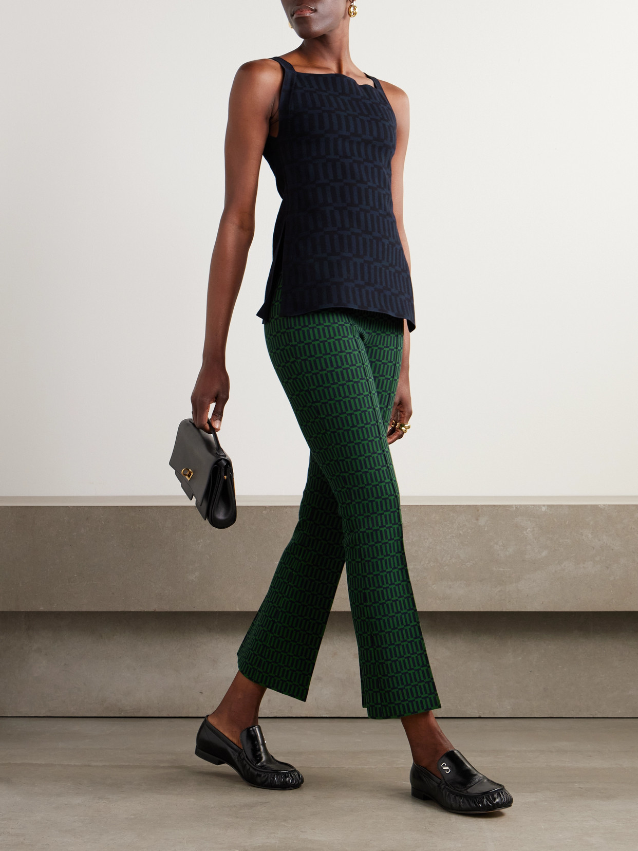 High Sport Charlie Cotton-blend Jacquard Slim-leg Pants In Green