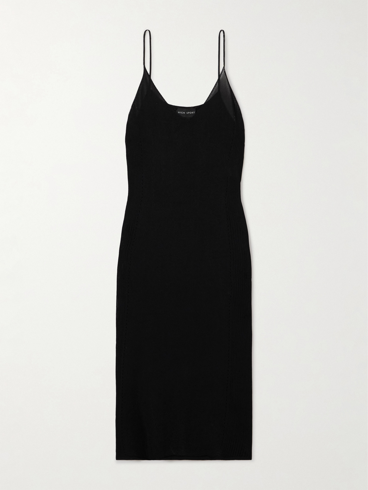 High Sport Slinky Gabe Ribbed-knit Midi Dress In Black