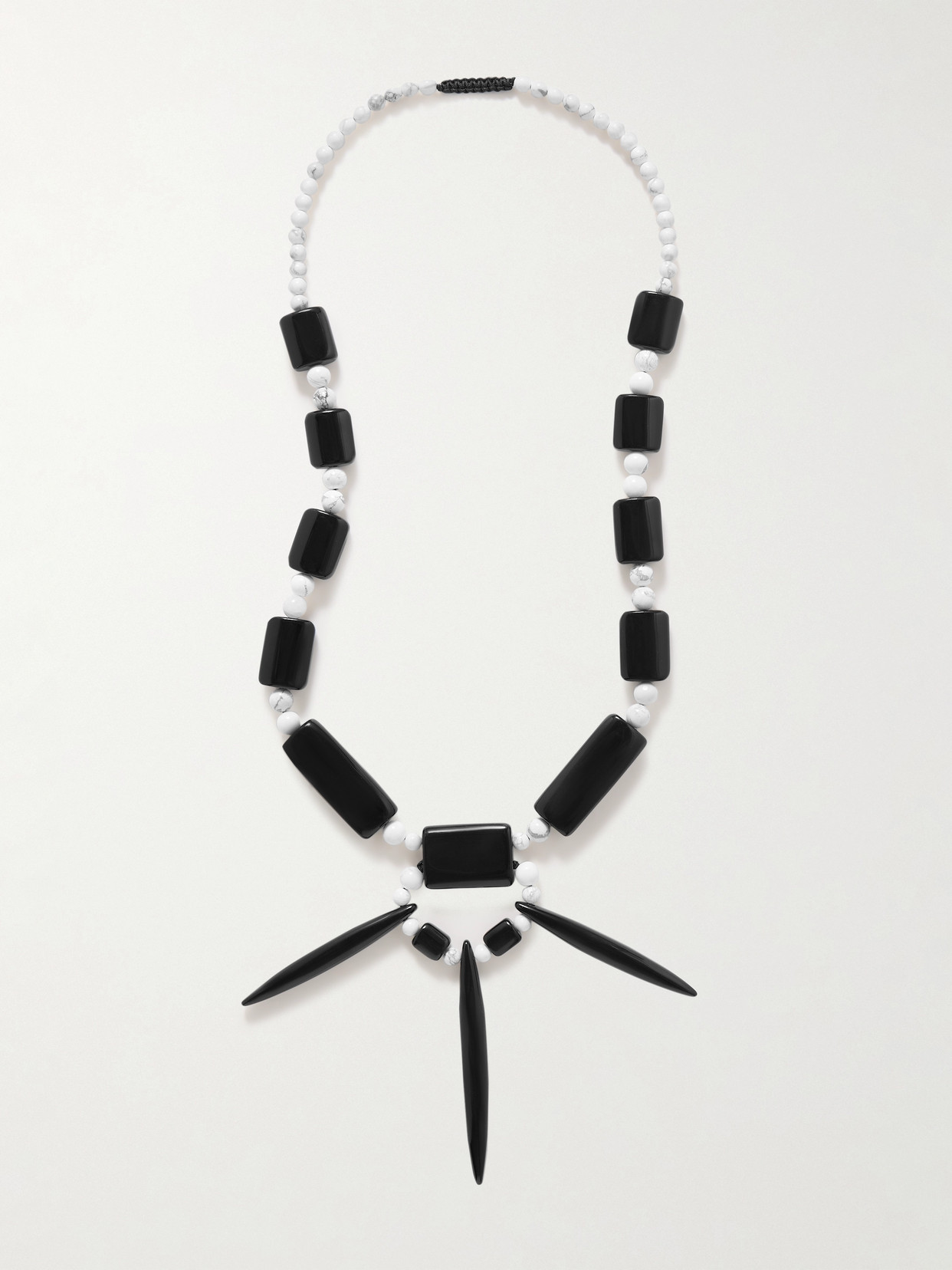 Gabriela Hearst Cord, Obsidian And Howlite Necklace In Black