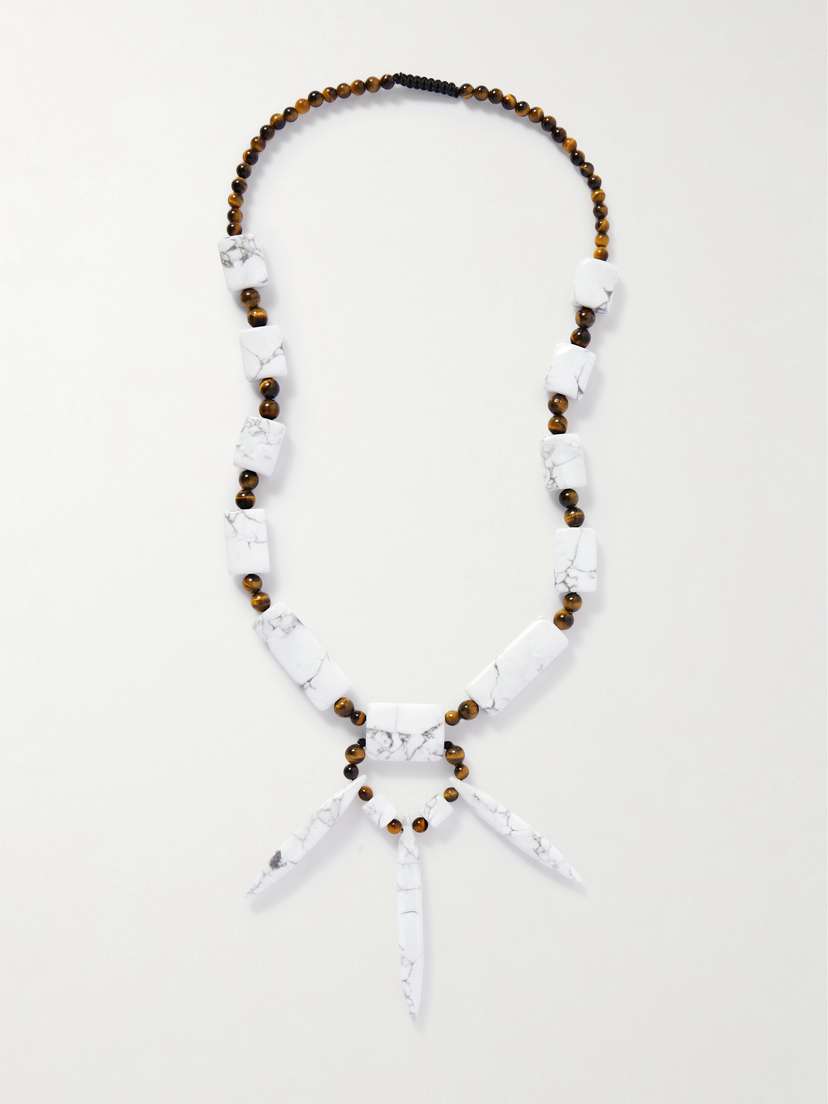 Gabriela Hearst Beaded Cord, Howlite And Tiger's Eye Necklace