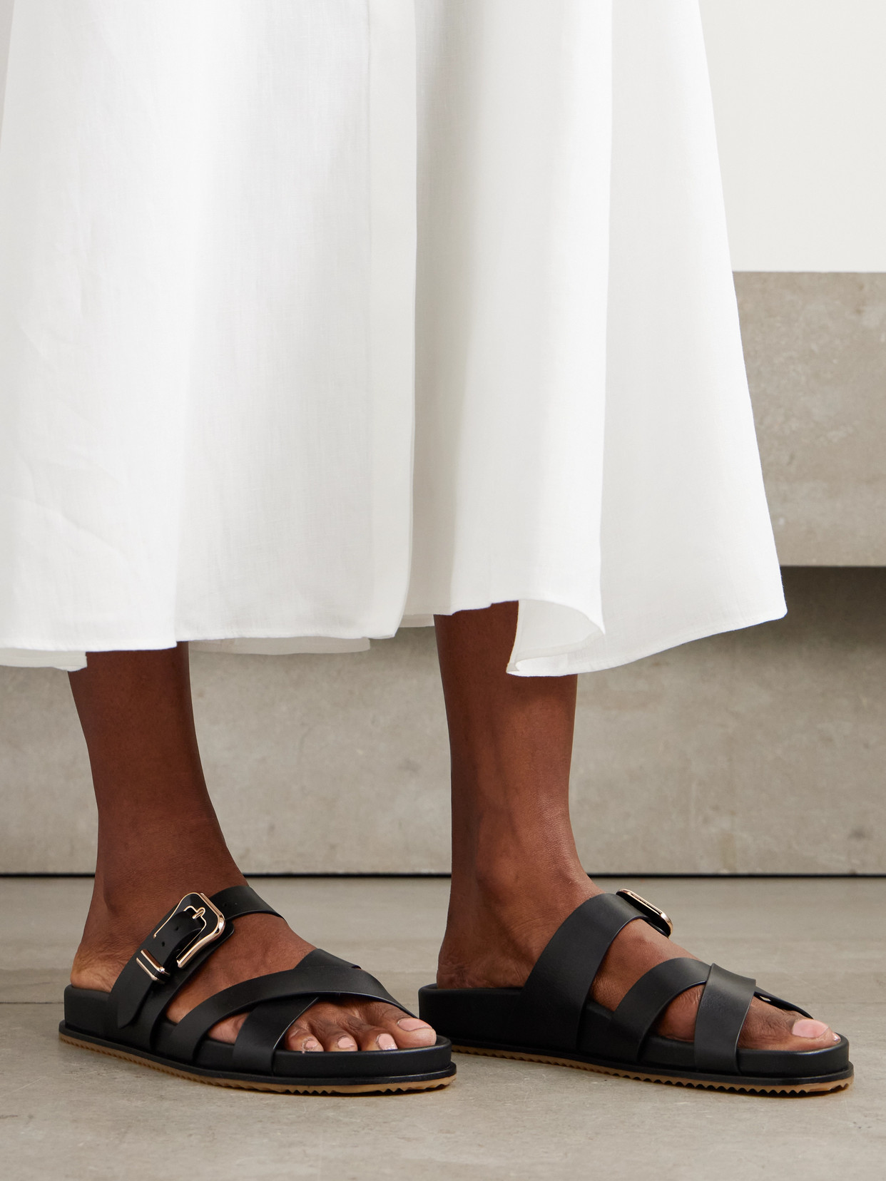 Gabriela Hearst Circe Leather Slides In Black