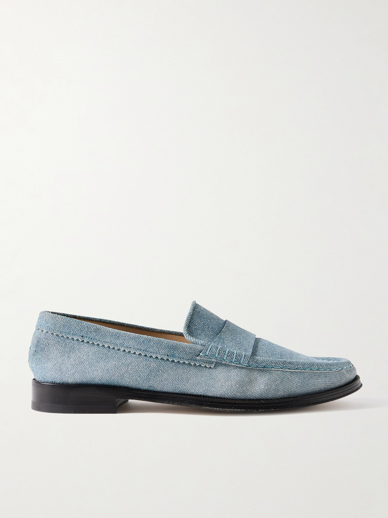 Gabriela Hearst Seren Loafer In Light Blue Suede Denim In Blue