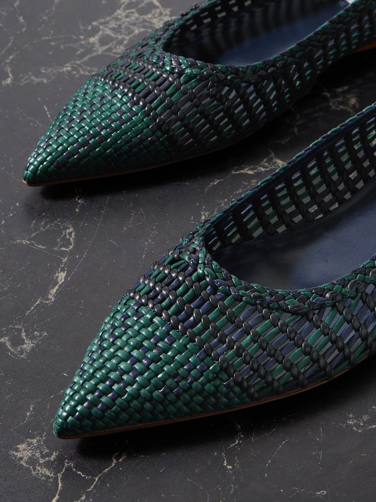 Aurora Checked Woven Ballet Flats