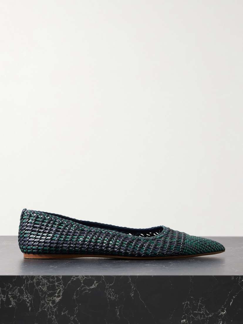 Gabriela Hearst Aurora Checked Woven Leather Ballet Flats
