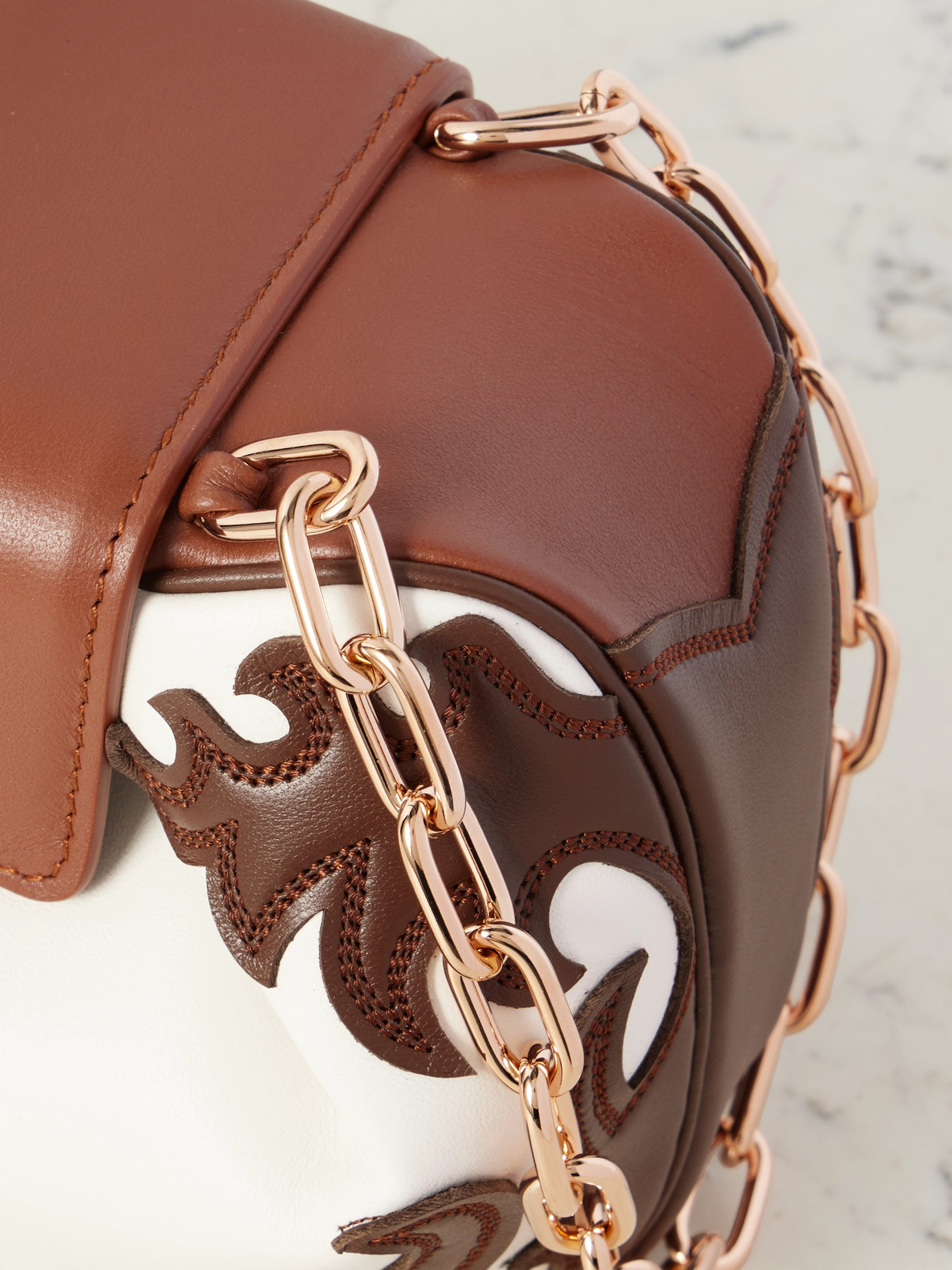 Gabriela Hearst Soft Demi Western Two-tone Leather Clutch In Ivory
