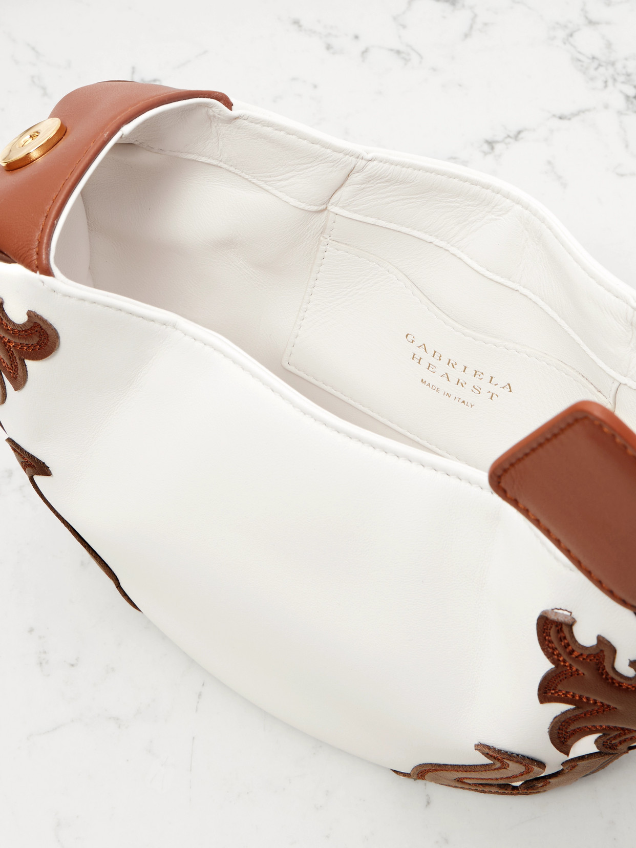 Gabriela Hearst Soft Demi Western Two-tone Leather Clutch In Ivory