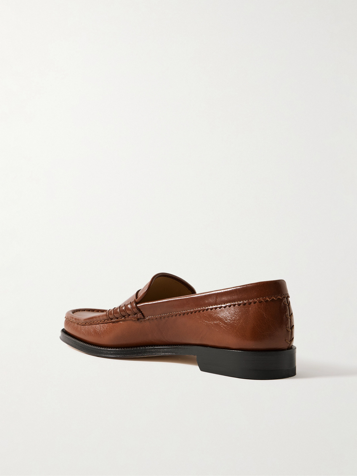 Gabriela Hearst Seren Quartz-embellished Leather Loafers In Brown
