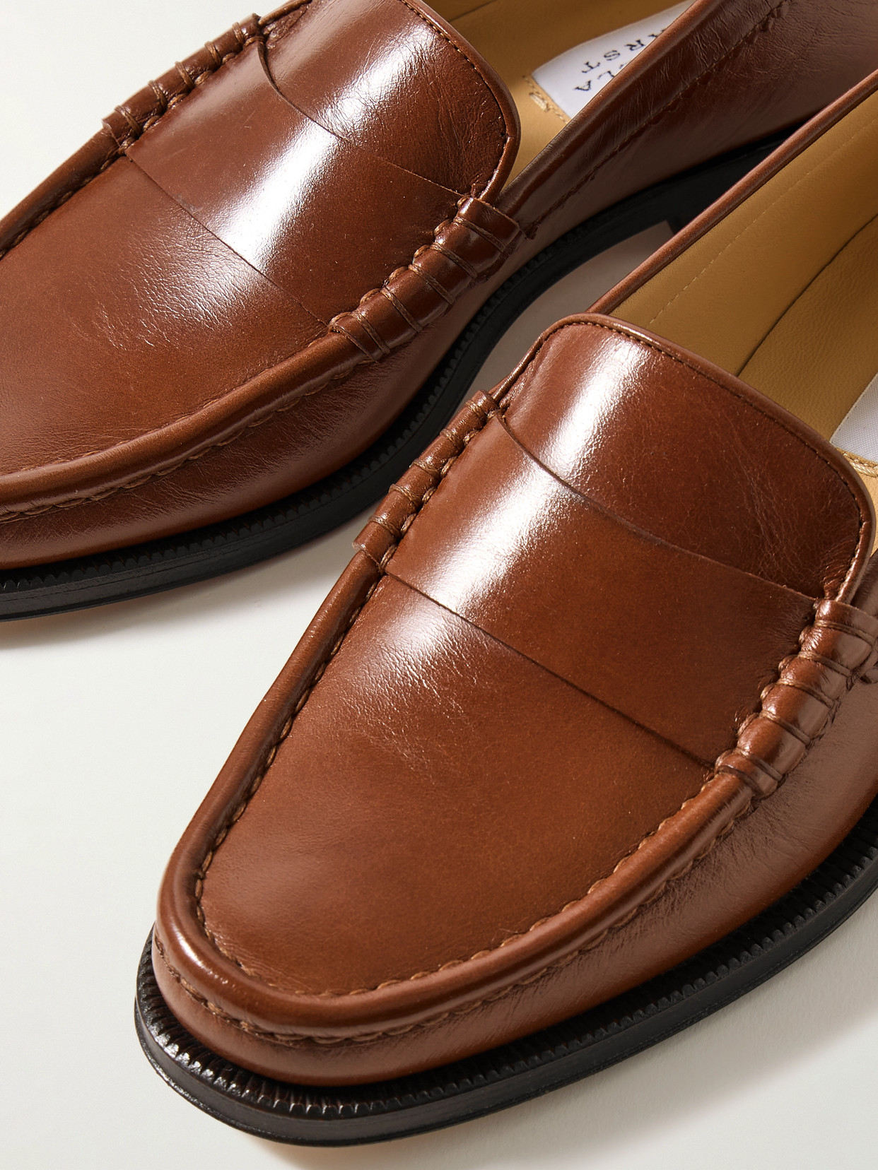 Gabriela Hearst Seren Quartz-embellished Leather Loafers In Brown