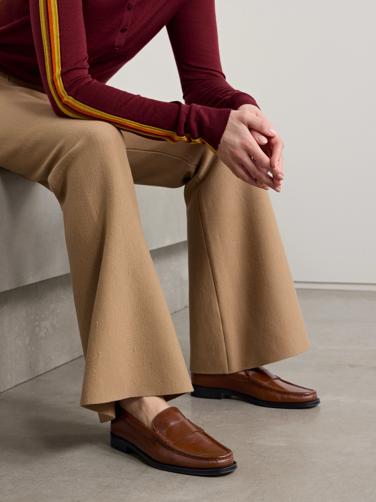 Gabriela Hearst Seren Quartz-embellished Leather Loafers In Brown