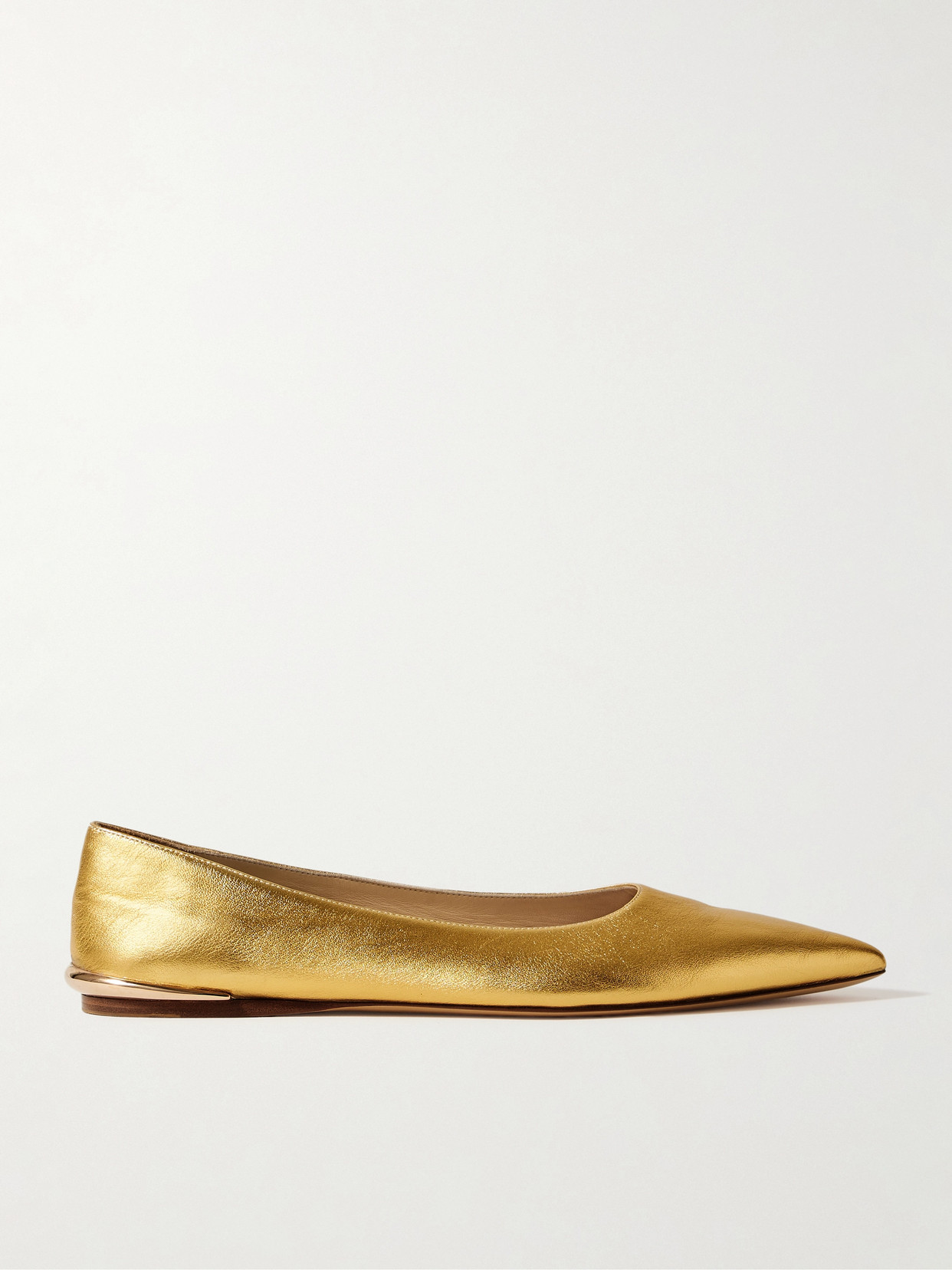 Gabriela Hearst Fleur Embellished Metallic Leather Ballet Flats In Gold
