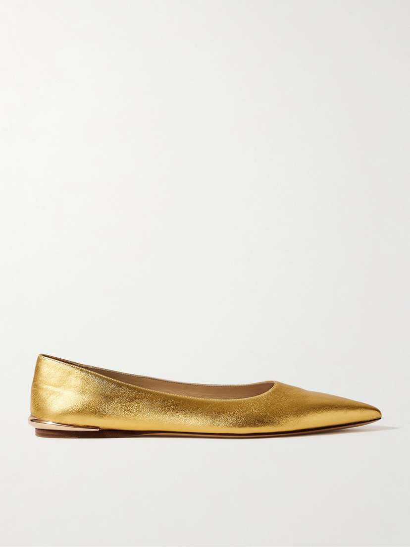 Gabriela Hearst Fleur Embellished Metallic Leather Ballet Flats