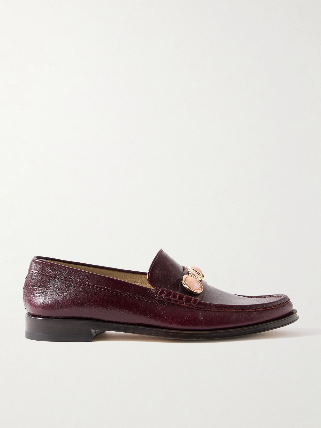 Gabriela Hearst - Melchora Embellished Leather Loafers - Claret