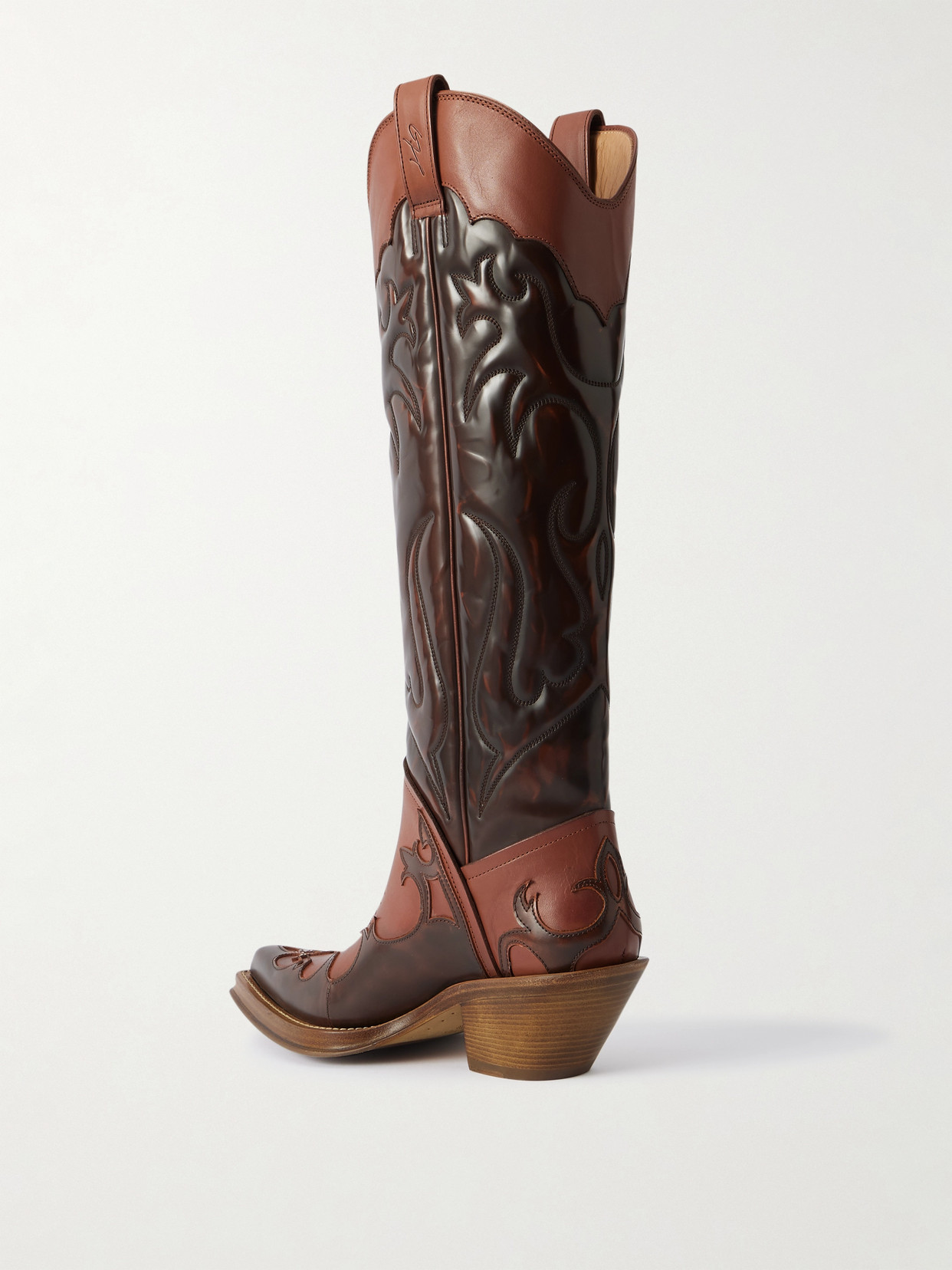 Gabriela Hearst Capitana Glossed-leather Cowboy Boots In Brown