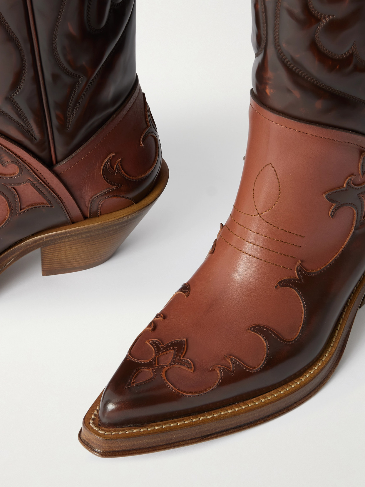 Gabriela Hearst Capitana Glossed-leather Cowboy Boots In Brown