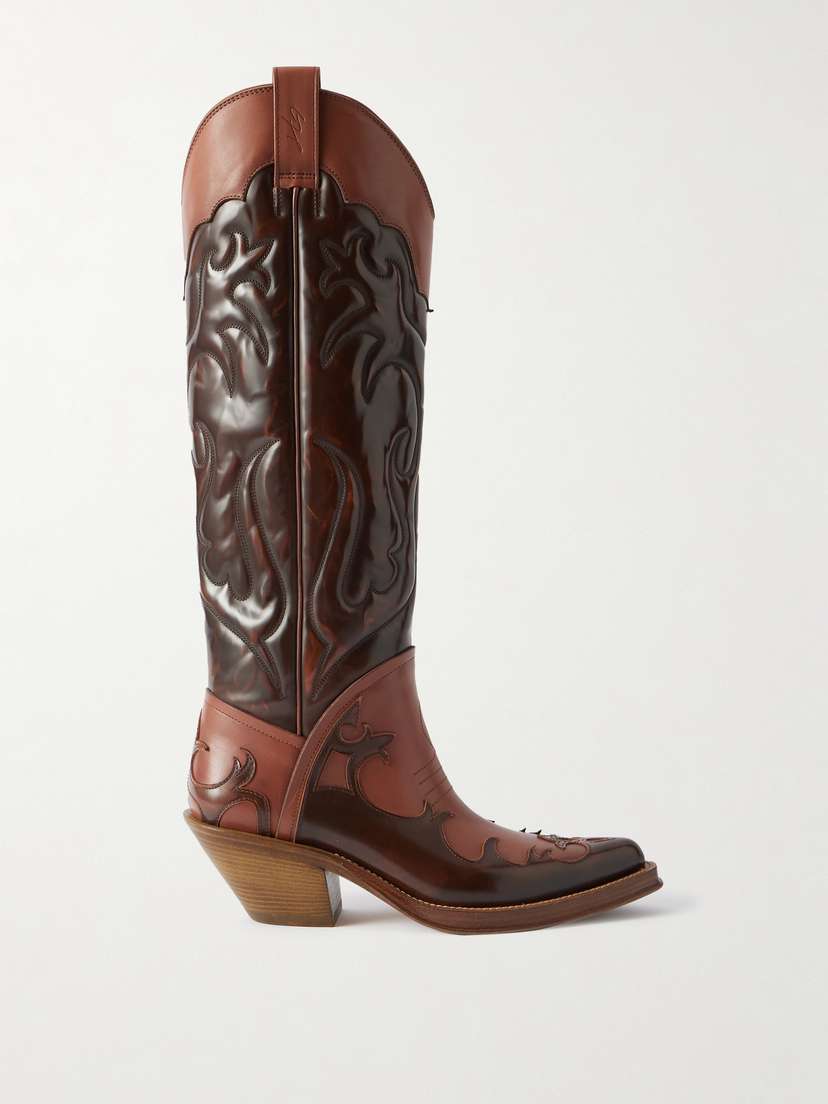 Gabriela Hearst Capitana Glossed-leather Cowboy Boots