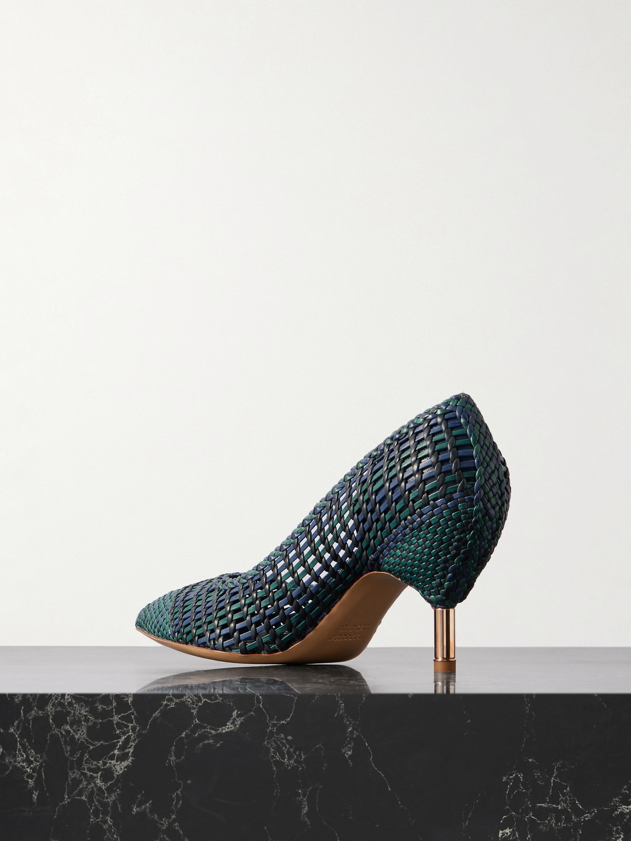 Gabriela Hearst Andres Braided Pump In Navy Multi Leather In Green
