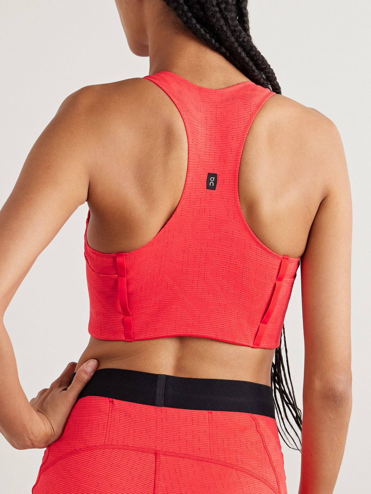 On Pace Ribbed Stretch Sports Bra In Red