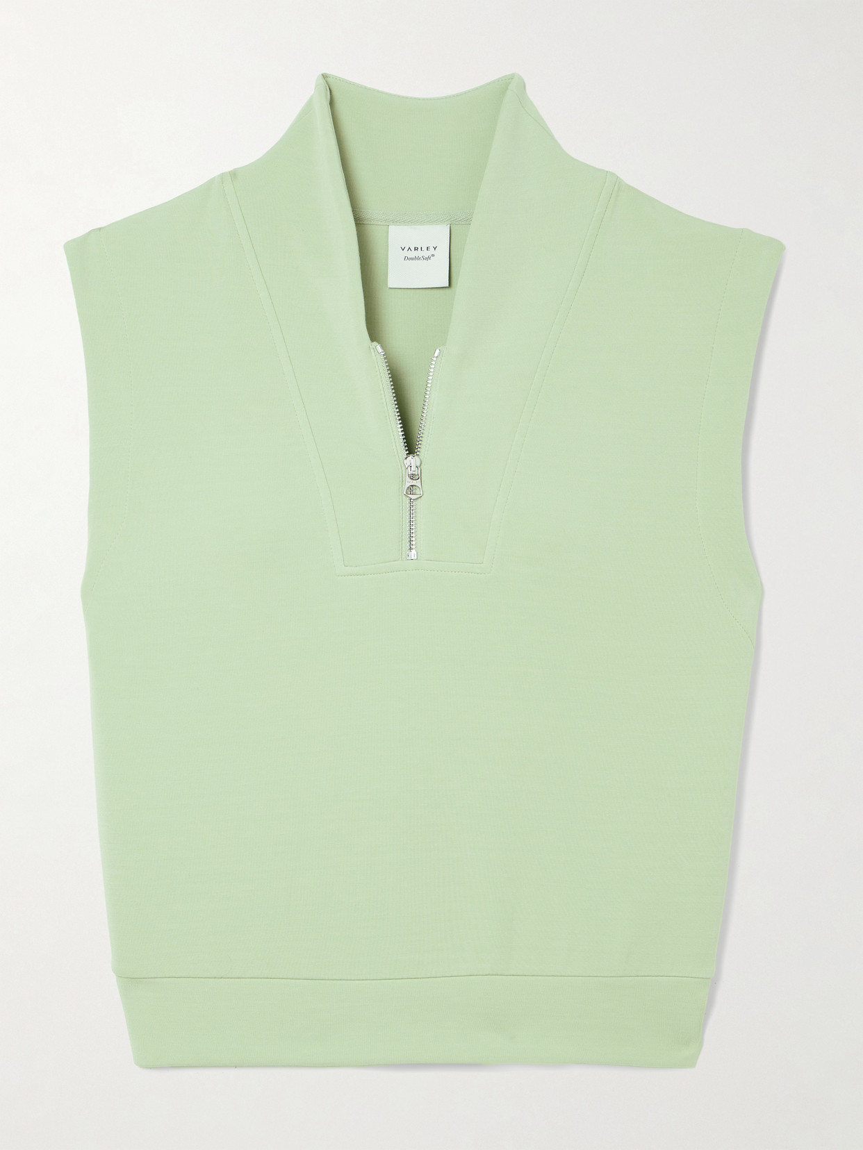 Varley Loretta Jersey Sleeveless Half-zip Sweatshirt In Green