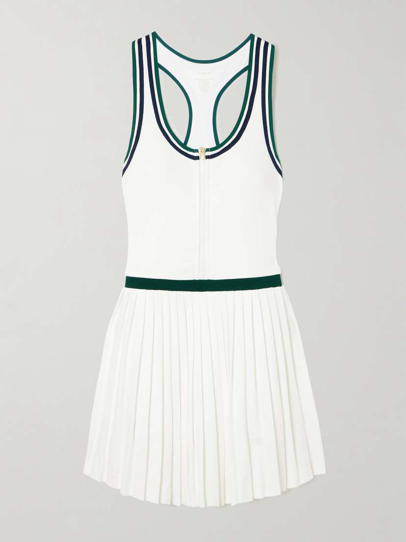 Varley Jane Court Pleated Stretch-jersey Mini Dress