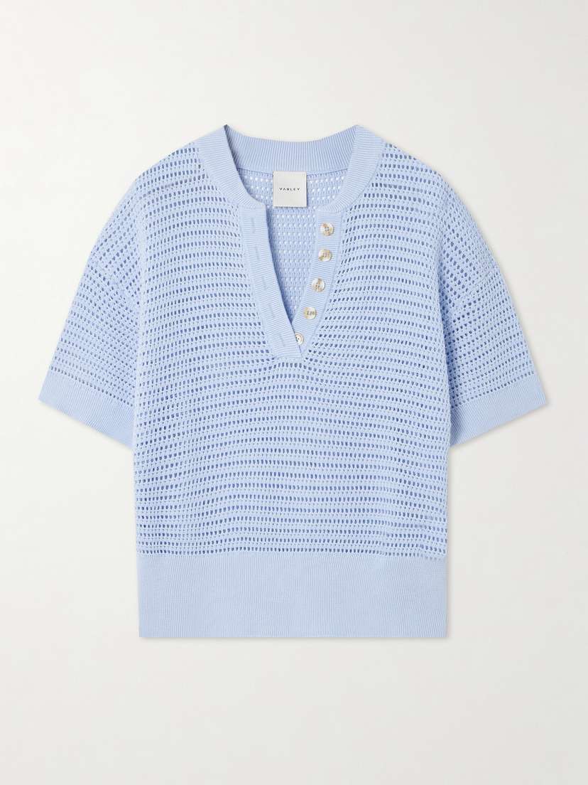 Varley Callie Open-knit Cotton Top