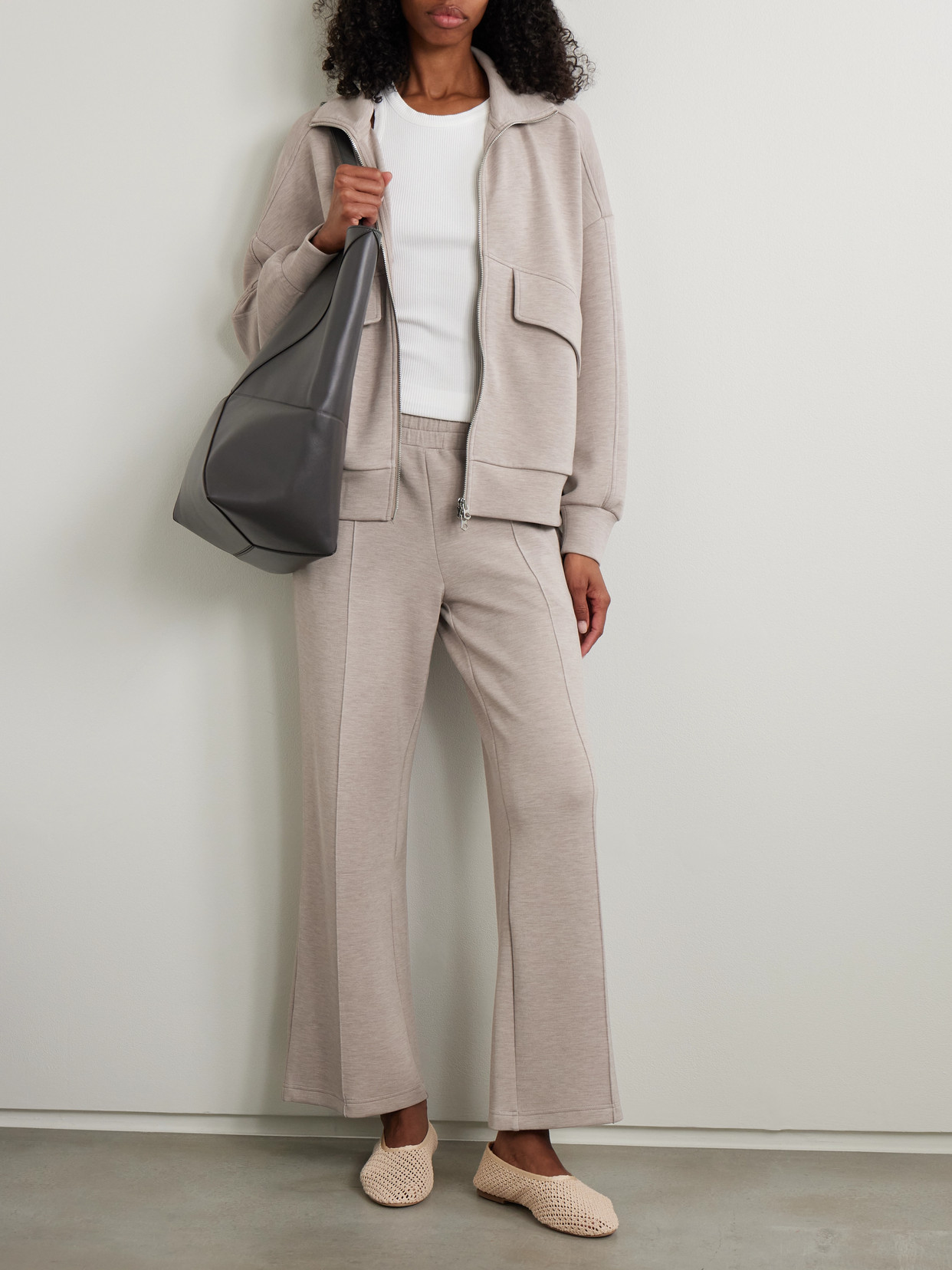 Varley The Wide Leg Pants 28 Taupe Marl In Brown