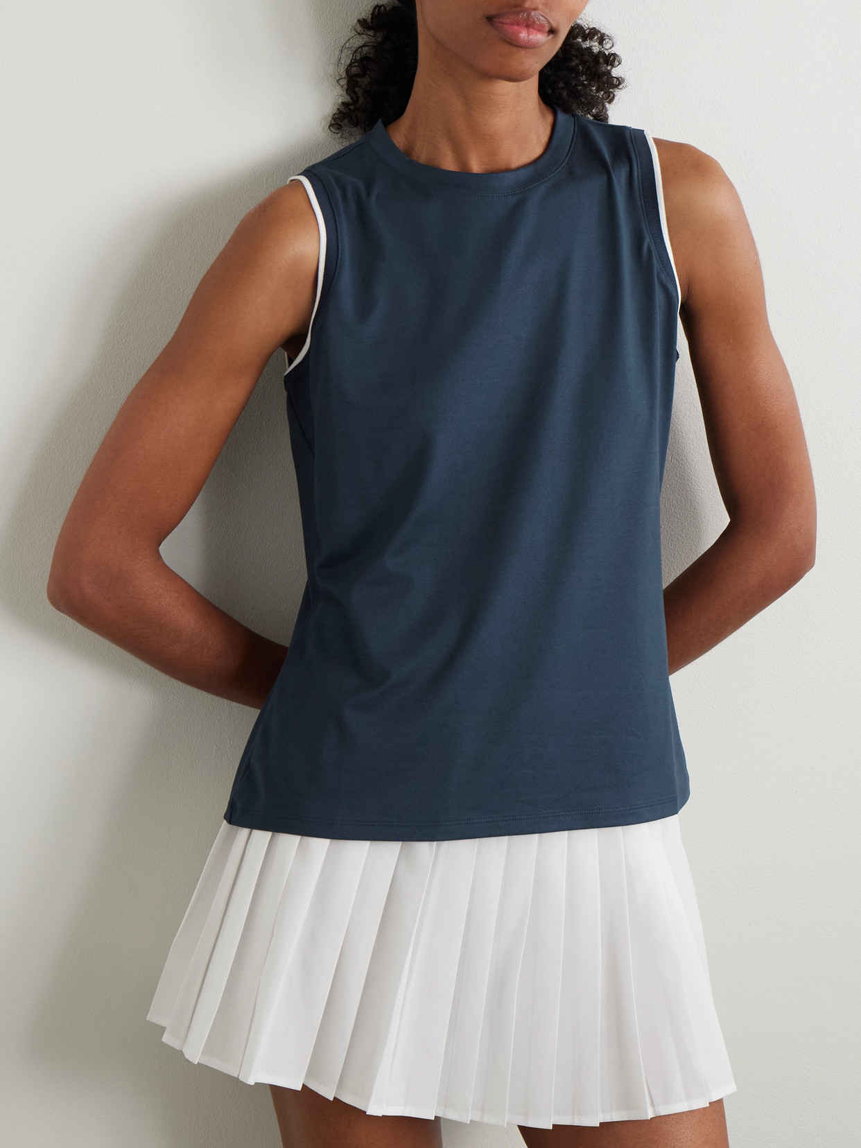 Varley Arton Stretch-jersey Tank In Blue