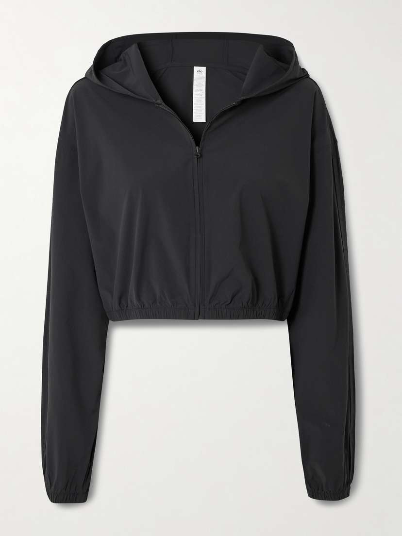 Alo Yoga Effortless Cropped Stretch-shell Hoodie