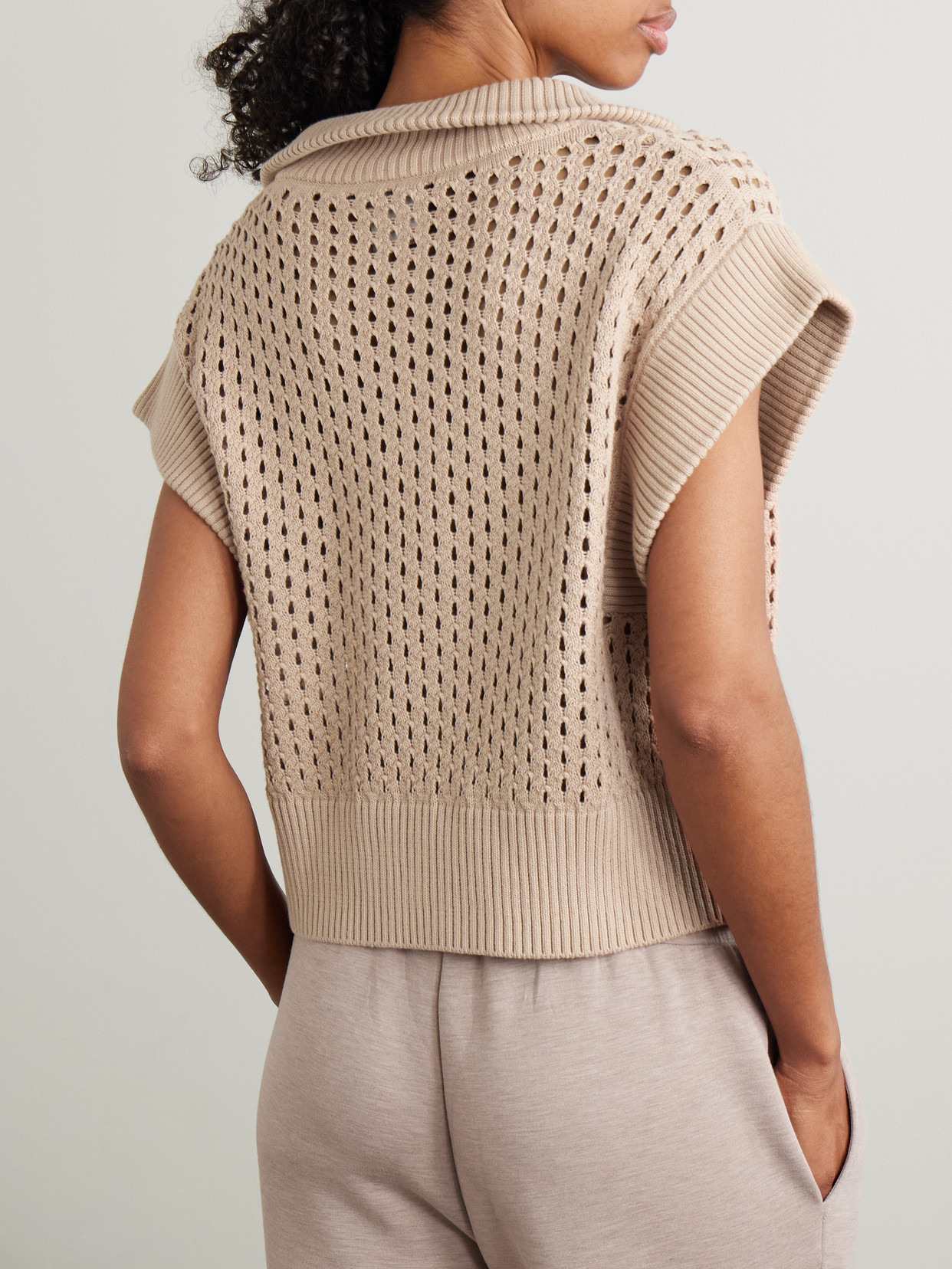 Varley Gaines Short-sleeve Half-zip Knit Pullover In Brown