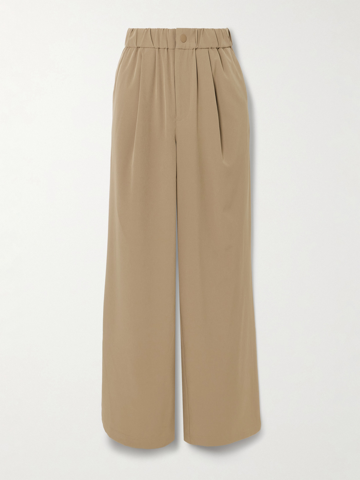 Varley Kayson Pleated Woven Wide-leg Pants In Brown