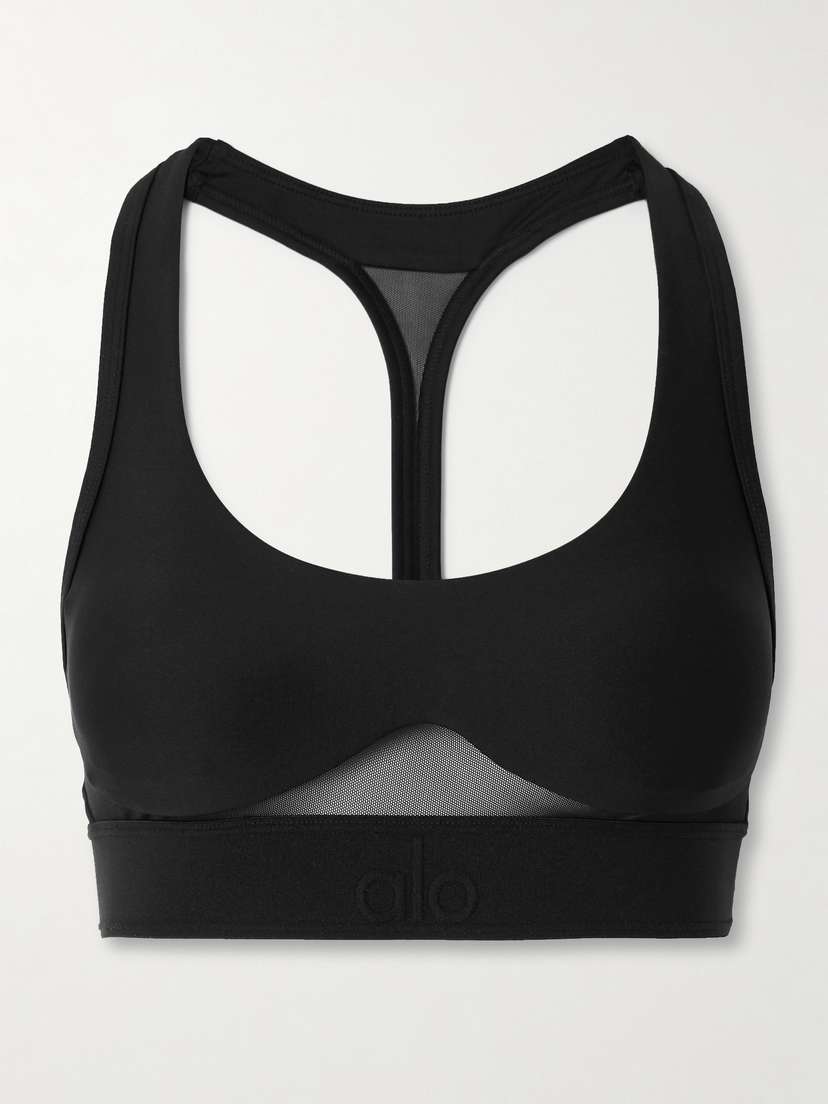 Alo Yoga Rebel Mesh-trimmed Airlift Sports Bra