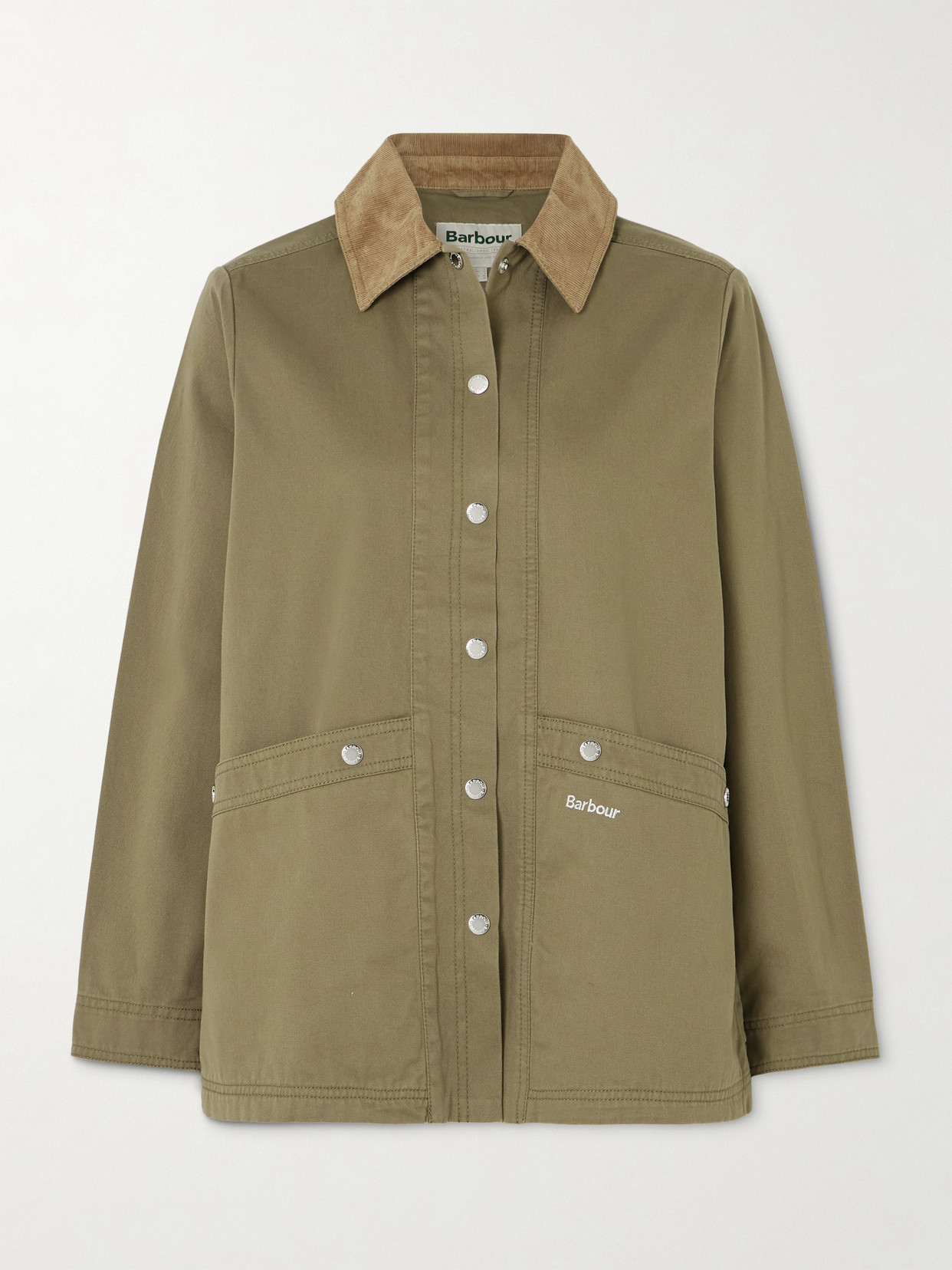 BARBOUR SONNIE CORDUROY-TRIMMED COTTON-CANVAS JACKET
