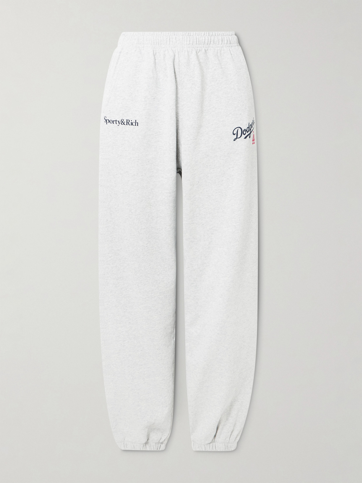 Sporty And Rich + La Dodgers Printed Cotton-jersey Sweatpants In Gray