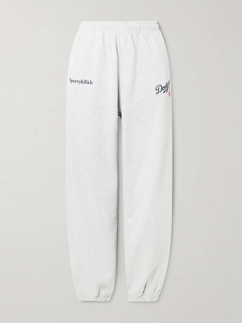 Sporty & Rich + La Dodgers Printed Cotton-jersey Sweatpants