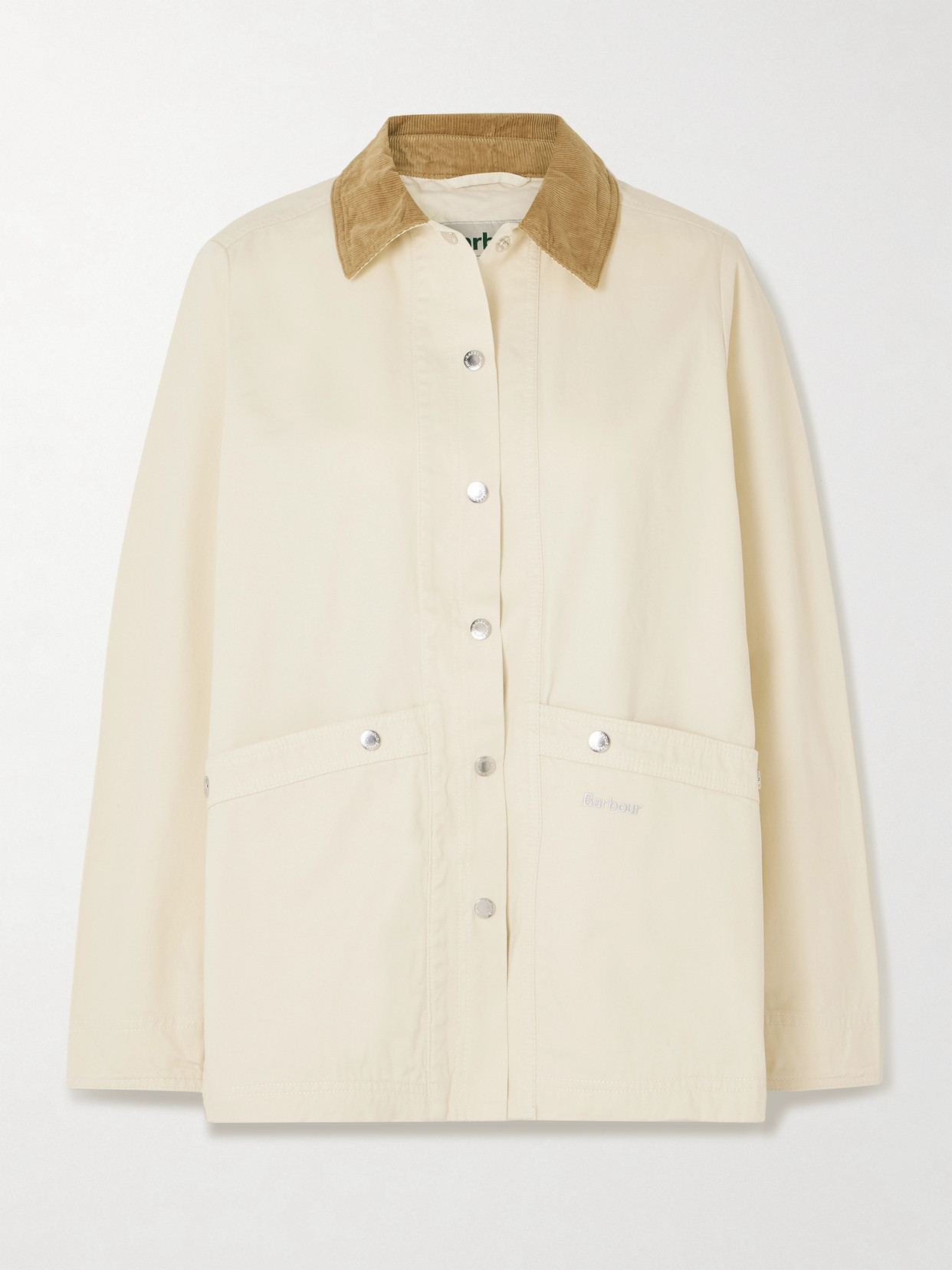 Barbour Sonnie Corduroy-trimmed Cotton-canvas Jacket In Cream