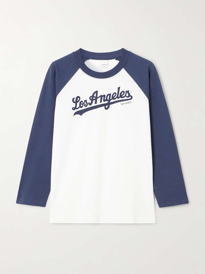 Sporty & Rich + La Dodgers Printed Cotton-jersey T-shirt