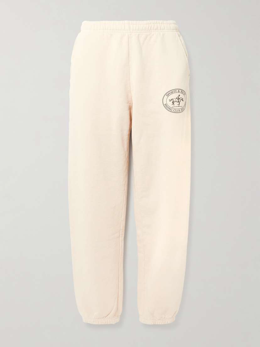 Sporty & Rich Riding Club Printed Cotton-jersey Tapered Sweatpants