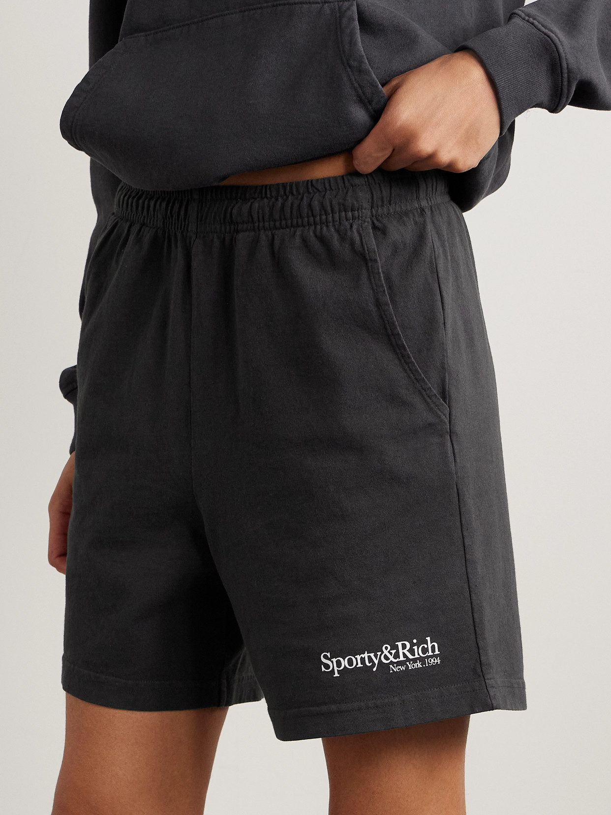 Sporty And Rich Printed Cotton-jersey Shorts