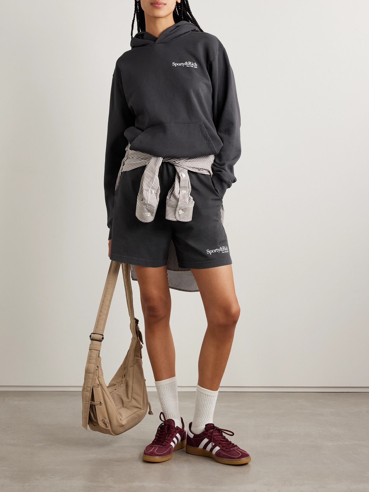 Sporty And Rich Printed Cotton-jersey Shorts